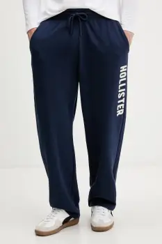 Hollister Co. pantaloni de trening din bumbac culoarea bleumarin, cu imprimeu, KI334-5170-200 imagine