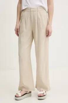 Hollister Co. pantaloni din in femei, culoarea bej, lat, high waist, KI356-5049 imagine