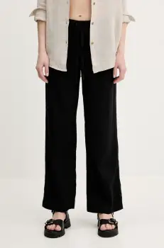 Hollister Co. pantaloni din in femei, culoarea negru, lat, high waist, KI356-5034 imagine