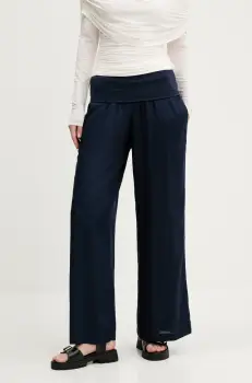 Hollister Co. pantaloni femei, culoarea albastru marin, drept, high waist, KI356-5106 imagine