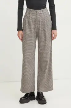 Hollister Co. pantaloni femei, culoarea bej, drept, high waist, KI356-4178 imagine