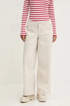 Hollister Co. pantaloni femei, culoarea bej, drept, high waist, KI356-4179 imagine