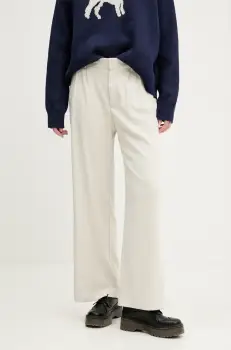 Hollister Co. pantaloni femei, culoarea bej, lat, high waist, KI356-4220 imagine