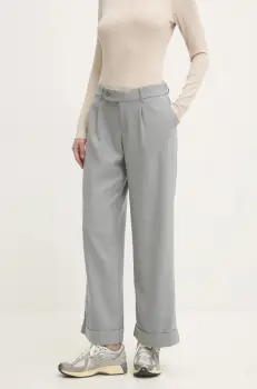 Hollister Co. pantaloni femei, culoarea gri, drept, high waist, KI356-4140 imagine