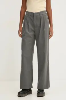 Hollister Co. pantaloni femei, culoarea gri, lat, high waist, KI356-4144 imagine