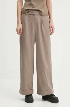 Hollister Co. pantaloni femei, culoarea maro, lat, medium waist, KI356-4207 imagine