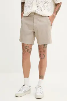 Hollister Co. pantaloni scurti din amestec de in culoarea bej, melanj, KI328-5167 imagine