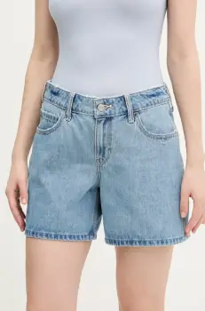 Hollister Co. pantaloni scurti din bumbac femei, neted, medium waist, KI349-5096 imagine