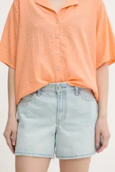 Hollister Co. pantaloni scurti din denim uni, high waist, KI349-5159 imagine