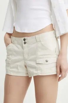 Hollister Co. pantaloni scurti femei, culoarea bej, neted, high waist, KI349-4192-178 imagine