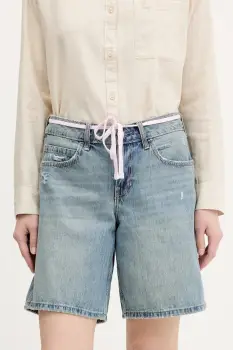 Hollister Co. pantaloni scurti jeans uni, medium waist, KI349-5099 imagine