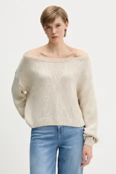 Hollister Co. pulover culoarea bej, KI350-5072 imagine