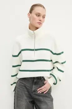 Hollister Co. pulover femei, culoarea alb, cu guler, KI350-4256 imagine