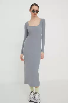 Hollister Co. rochie culoarea gri, midi, mulata imagine