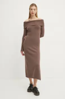 Hollister Co. rochie culoarea maro, midi, mulata, KI359-4343 imagine