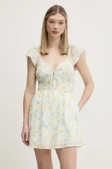 Hollister Co. rochie din bumbac culoarea alb, mini, evazati, KI359-5018 imagine