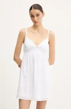 Hollister Co. rochie din bumbac culoarea alb, mini, evazati, KI359-5065 imagine