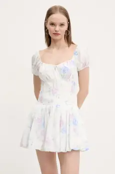 Hollister Co. rochie din bumbac culoarea alb, mini, evazati, KI359-5083 imagine