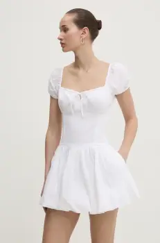 Hollister Co. rochie din bumbac culoarea alb, mini, evazati, KI359-5085 imagine