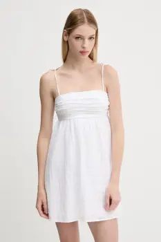 Hollister Co. rochie din bumbac culoarea alb, mini, evazati, KI359-5348 imagine