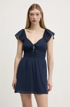 Hollister Co. rochie din bumbac culoarea albastru marin, mini, evazati, KI359-5041 imagine