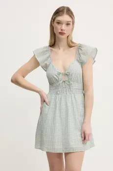 Hollister Co. rochie din bumbac culoarea verde, mini, evazati, KI359-5054 imagine
