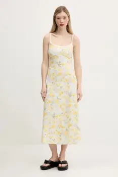 Hollister Co. rochie din in culoarea alb, midi, dreapta, KI359-5266 imagine