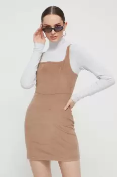 Hollister Co. rochie din velur culoarea maro, mini, evazati imagine