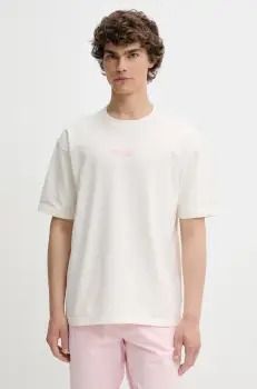 Hollister Co. tricou din bumbac culoarea bej, cu imprimeu, KI323-5007 imagine