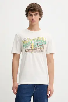 Hollister Co. tricou din bumbac culoarea bej, cu imprimeu, KI323-5305 imagine