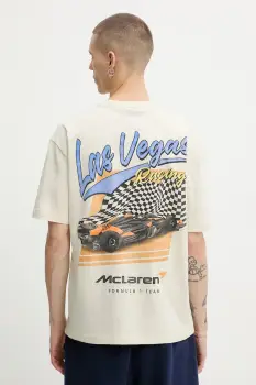 Hollister Co. tricou din bumbac culoarea bej, cu imprimeu, KI323-5318-178 imagine