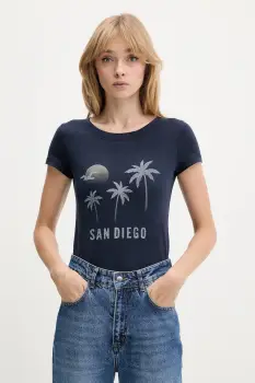 Hollister Co. tricou din bumbac culoarea bleumarin, KI357-5016 imagine