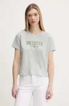Hollister Co. tricou din bumbac femei, culoarea gri, KI357-5000 imagine