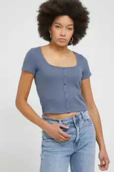 Hollister Co. tricou femei, culoarea albastru marin imagine