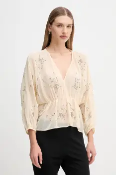 Hoss Intropia bluza culoarea bej, cu imprimeu, 6282673 imagine