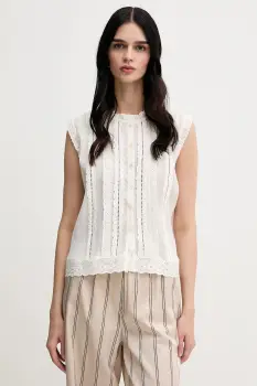 Hoss Intropia bluza din bumbac culoarea bej, uni, 5879147 imagine