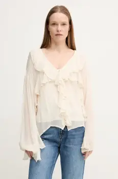 Hoss Intropia bluza femei, culoarea bej, neted, 6289142 imagine