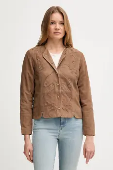 Hoss Intropia geaca din piele intoarsa culoarea maro, de tranzitie, 5432681 imagine