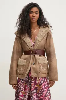 Hoss Intropia geaca femei, culoarea bej, de tranzitie, oversize, 5458316 imagine