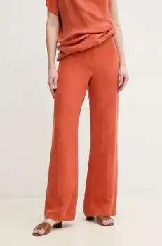 Hoss Intropia pantaloni femei, culoarea portocaliu, lat, high waist, 6549003 imagine