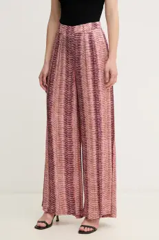 Hoss Intropia pantaloni femei, culoarea roz, drept, high waist, 6549022 imagine