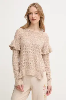 Hoss Intropia pulover din amestec de in femei, culoarea bej, light, 6389954 imagine