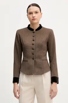 Hoss Intropia sacou culoarea maro, un singur rand de nasturi, cu imprimeu, 5472062 imagine