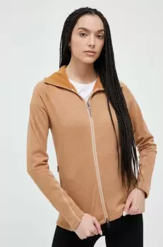 Houdini bluza femei, culoarea maro, cu gluga, neted imagine