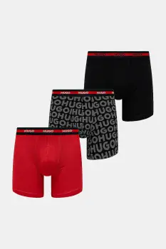HUGO boxeri barbati din bumbac cu elastan BOXER BR PLANET DES pachet de 3 imagine