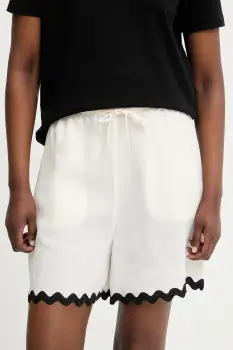 HUGO pantaloni scurti de dama cu amestec de in Haslala-1 imagine