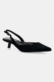 HUGO pantofi cu toc stiletto cu calcaiul deschis din piele intoarsa Seleny imagine
