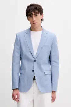 HUGO sacou cu un singur rand de nasturi barbati cu amestec de in Arti253X imagine