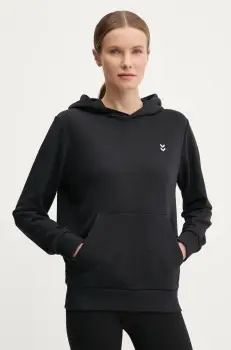 Hummel bluza femei, culoarea negru, cu gluga, neted, 229313 imagine