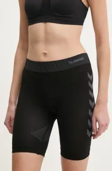 Hummel pantaloni scurti de antrenament culoarea negru, cu imprimeu, medium waist, 202649 imagine